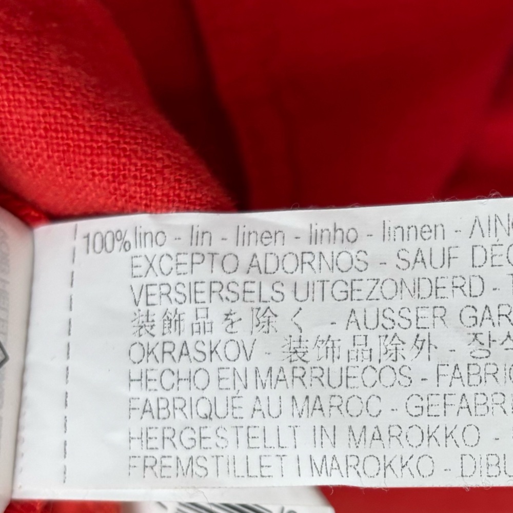 Zara Basic‎ Jacket Womens L Red Orange 100% Linen *Missing Belt* - Picture 11 of 12